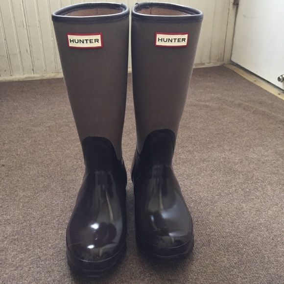 Hunter Shoes - Hunter Olive Green & Brown Rain Boots 37